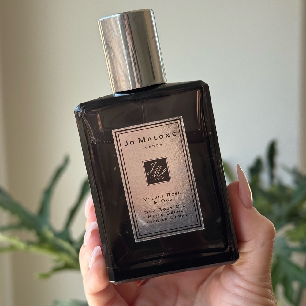 Rare! Jo Malone Black and Silver Velvet Rose & Oud Body Oil Bottle
